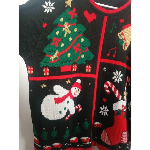 Nutcracker VTG Ugly Christmas Sweater 2X Snowman Tree Bell Stocking Candy Cane - Picture 2 of 8